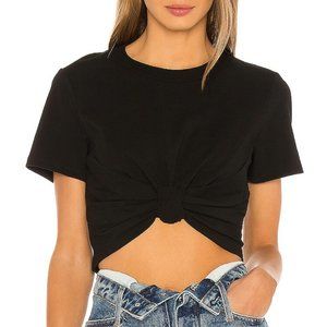 alexander wang t size small high knot twist front jersey cropped tee black